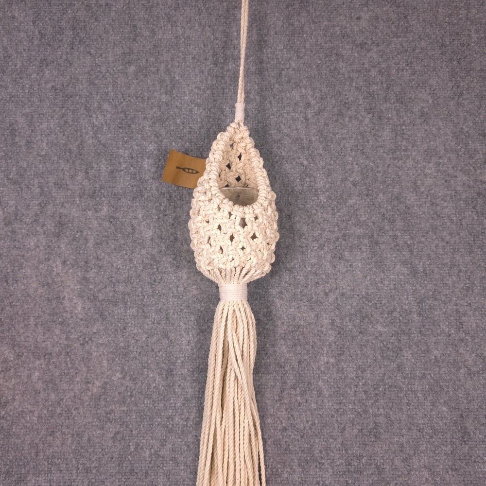 Macrame Plant Hanger Cream Cotton Boho Tassel Air Plant Artisan New Mexico NEW